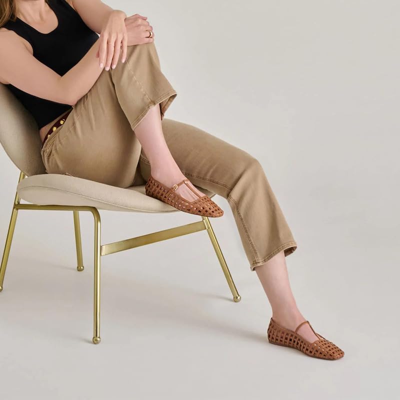 Woven Mary Jane Flats for Women Mesh T-Strap Ballet Flats Shoes Buckle Square Toe Dress Ballerina Flat Shoes Work Casual3