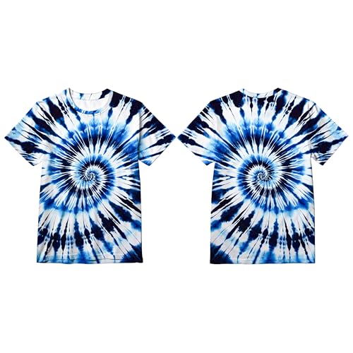 Kids Tie Dye Shirt 4-16 Years Boys Girls Hippies Senior Short Sleeve Colorful Tees T Shirts2