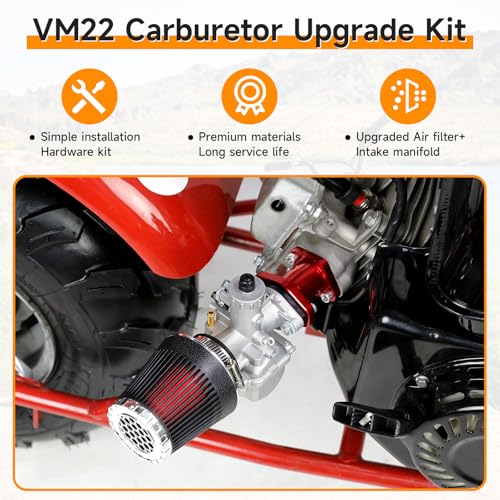 Image of FVRITO 212cc Carburetor VM22 Carb Kit Compatible with Predator 212cc 196cc Coleman CT200U CT200U-EX BT200X Baja MB200 Mini Bike KT196 Go Kart GX160 GX200 6.5HP Clone Engine Parts with Intake Manifold