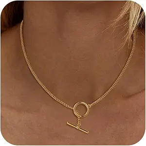 Chain Necklace for Women - Dainty Necklaces Trendy 14K Gold Plated Hypoallergenic Thin Box Herringbone Bead Chain Choker Necklace for Women Non Tarnish Simple Gold Jewelry Gift