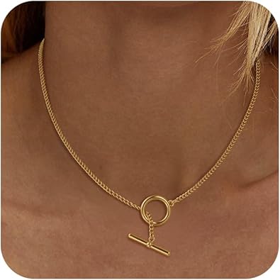 Chain Necklace for Women - Dainty Necklaces Trendy 14K Gold Plated Hypoallergenic Thin Box Herringbone Bead Chain Choker Necklace for Women Non Tarnish Simple Gold Jewelry Gift