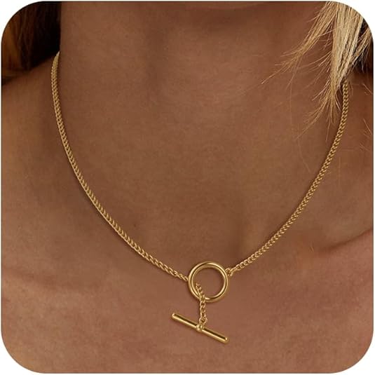 Chain Necklace for Women - Dainty Necklaces Trendy 14K Gold Plated Hypoallergenic Thin Box Herringbone Bead Chain Choker Necklace for Women Non Tarnish Simple Gold Jewelry Gift