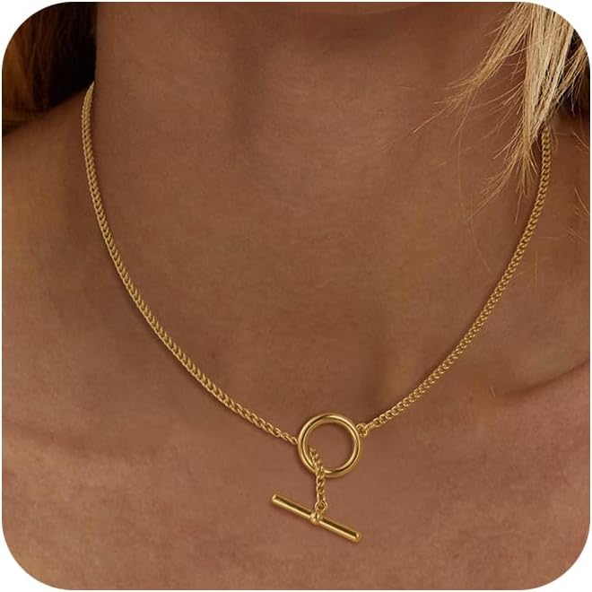 Chain Necklace for Women - Dainty Necklaces Trendy 14K Gold Plated Hypoallergenic Thin Box Herringbone Bead Chain Choker Necklace for Women Non Tarnish Simple Gold Jewelry Gift