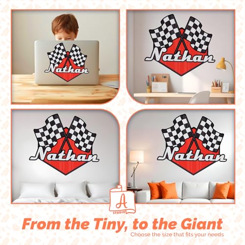 Vinilo decorativo personalizado para pared de niño con tema de carrera miniatura 6