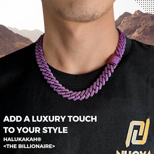 Halukakah 18k Real Gold/Platinum Plated Diamond Cuban Link Bracelet for Men - Over 300 Lab Diamonds Handset - Wide 12mm Length 20/45/50cm - With Giftbox2