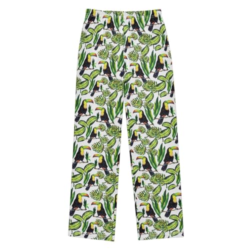 Aloha Parrot Boys Long Pants Soft Trousers Elastic Waist Kids Lounge Bottoms with Pockets S-XL