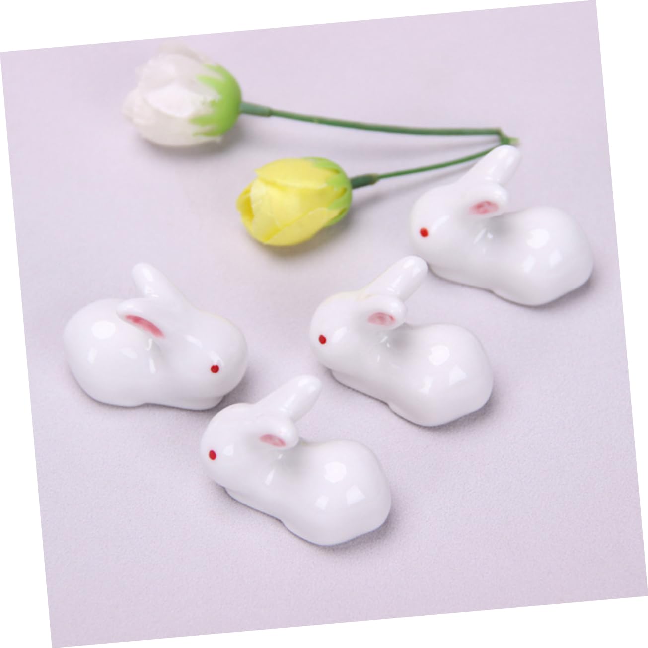 Alipis 3 Set Piccolo Coniglio Poggia Bacchette Posate Porta Bacchette Coniglietto Peluche Decorazione da Tavolo Compatibile Posate Coperchio da Bancone 6 Pezzi * 3