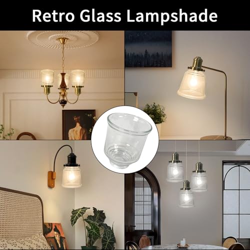 Image of HonoDing Ceiling Lamp Replacement Shade Set of 4, Glass Ceiling Fan Light Covers, Clear Glass Lamp Shade for Ceilings Fan Light Chandelier Wall Sconce, Easy to Install