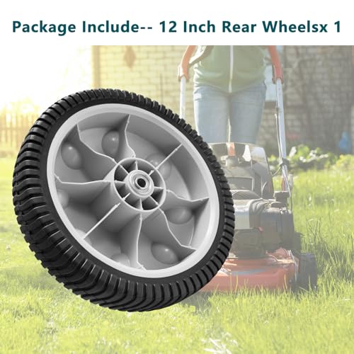 Sutmorly 12 Inch 734-04019 Rear Wheel Replacement for MTD 734-04127, Lawn Mower Wheel 12\" x 2.125\" S-Wave Wheel Tire Compatible with Most Troy Bilt Walk-Behind Push Lawn Mower, 1 Pack