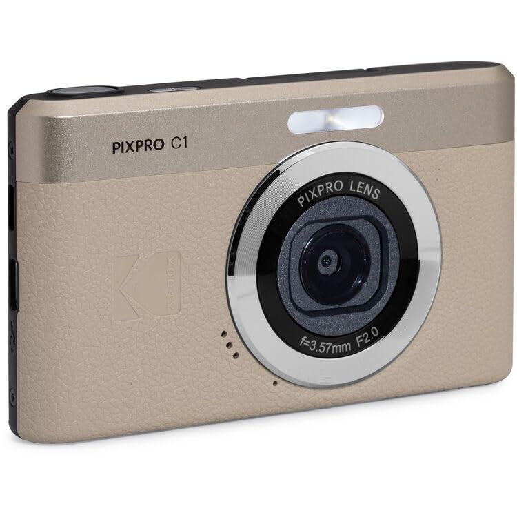Kodak PIXPRO C1 Compact Digital Camera (Tan), 13MP Point and Shoot Camera for Selfies, Travel, Vlogging and Everyday Photos (C1-TN) + 32GB Card + Camera Bag + Cleaning Kit (7pc Bundle) - image 3