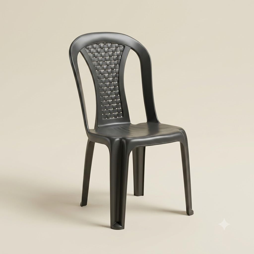 Premium High Gloss Grey Stackable Plastic Chair for Living Room Balcony Garden Patio Office Café Indoor Outdoor Multipurpose Seating-image-17