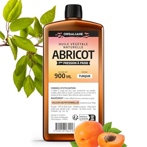 Huile de Noyau d'Abricot 900 ml - 100% Pure et Naturelle