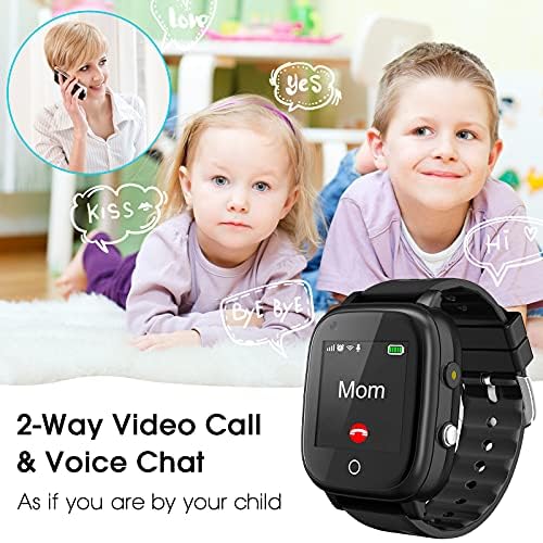 OKYUK 4G Kinder smartwatch, smartwatch Kinder mit GPS und Telefon,Armbanduhr Kinder Junge mädchen,mit Video Phone Call, Nachrichten, Schulmodus, SOS-Funktion, Kamera und Schrittzähler (T5 Schwarz)