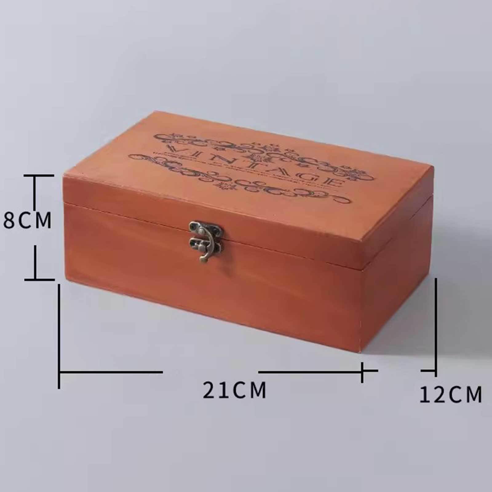 Pudełko na biżuterię, Hand Carved Wooden Multipurpose Jewelry Trinket Storage Organizer Box Multiple Sizes(M)