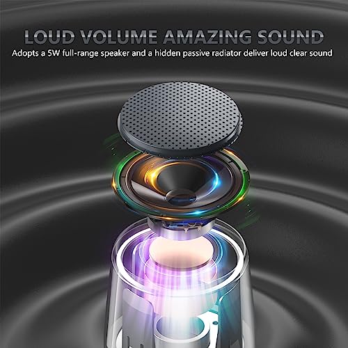 Image of INSMY Small Bluetooth Speaker, Waterproof Mini Portable Wireless Speaker, Punchy Bass Rich Audio Stereo Pairing, Handheld Pocket Size Built in Mic for Hiking Biking Gift Laptop Tablet (Gray)