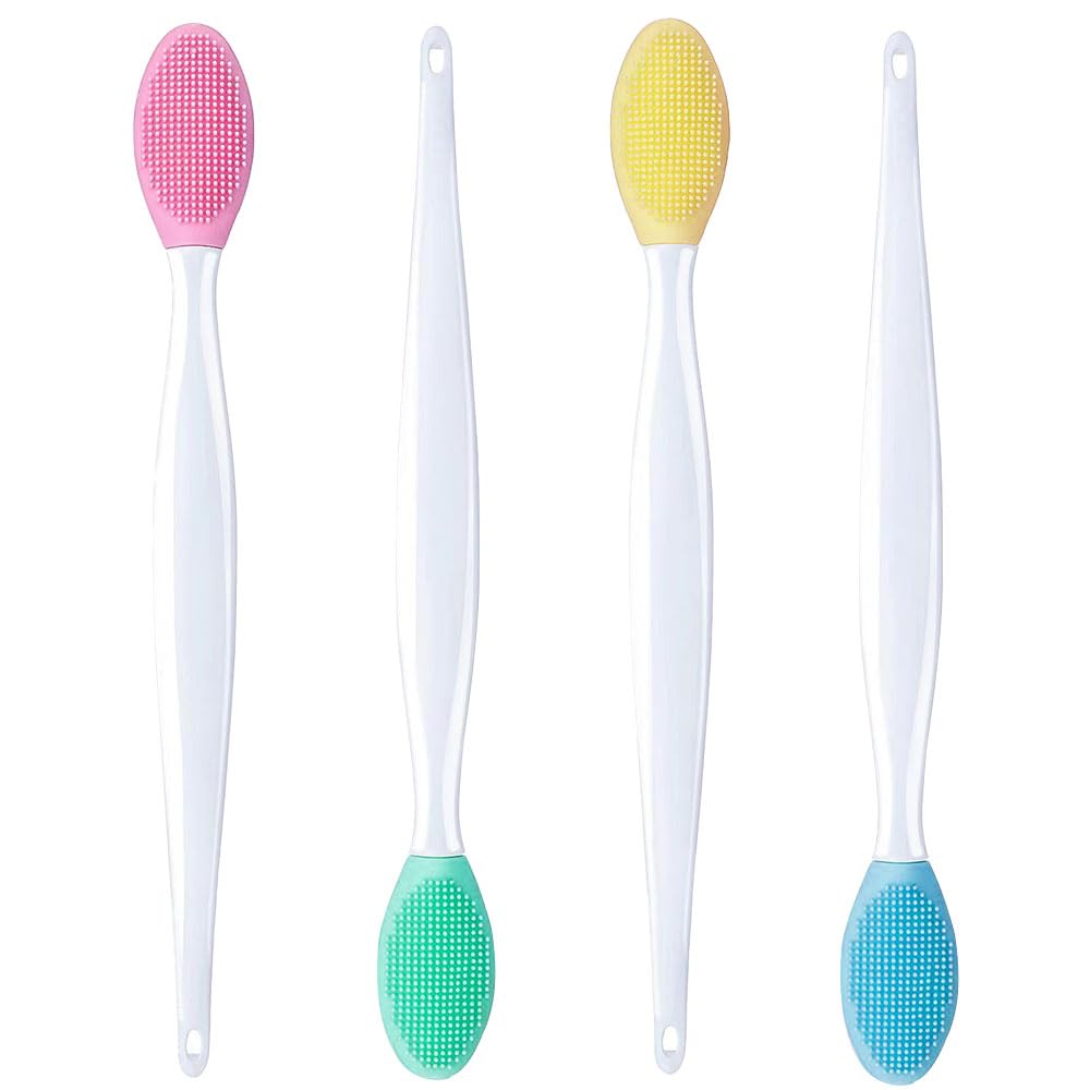 Herramienta de Cepillo de Labios Exfoliante de Silicona, 4 Pcs Cepillo Exfoliante de Silicona de Doble Cara, Pincel de Labios Suave de Doble Cara