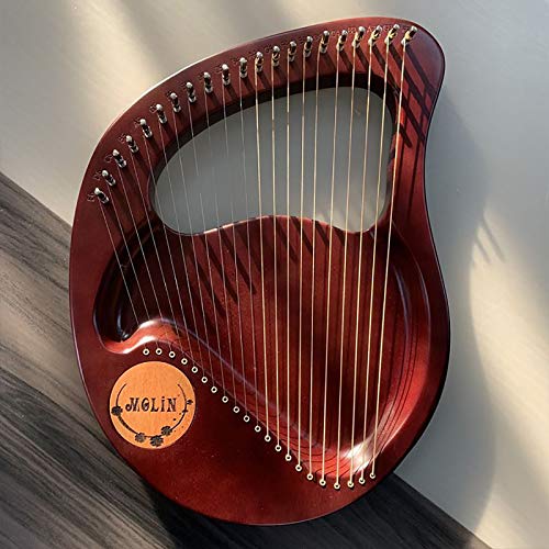 24 String Lyre Harp Mahogany Solid Wood String Instrument, with Carrying Case/Tuning Key/Spare String/English Instruction Manual, for Music Lovers Beginners Children Adults (Color : Brown)