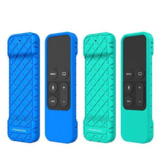 MoKo Silicone Case Compatible with Apple TV 4K/4th Gen Remote, [2 Pack] Lightweight Non-Slip-Grip & Secure Protective Cover Compatible with Apple TV 4K Siri Remote Controller - Blue + Green