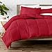 Bare Home Comforter Set - Full/Queen - Goose Down Alternative - Ultra-Soft - Premium 1800 Series - Hypoallergenic - All Season Breathable Warmth (Full/Queen, Red)