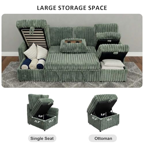 Image of KCGKCG 104 inch U Shaped Sleeper Sofa Bed, Pull Out Couches for Living Room