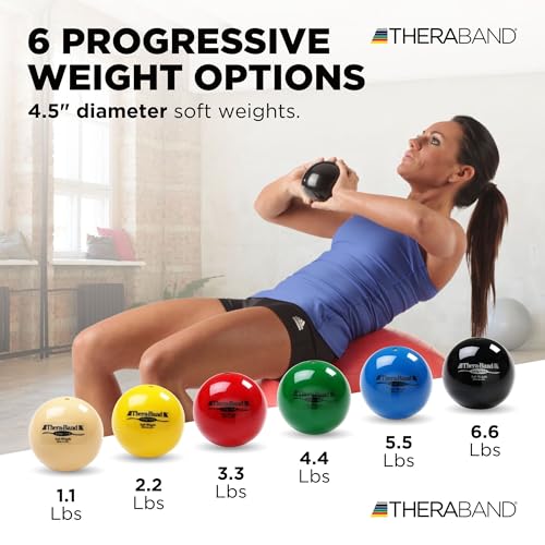 Image of THERABAND Soft Weight 6.6 Lb, 4.5 inch Ball-Shaped Isotonic Exercise Ball | Ball-shaped isotonic soft weight for physical therapy, Pilates, shoulder strength and rehab exercise