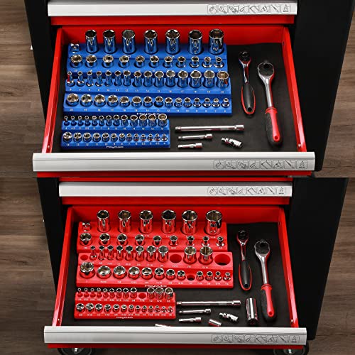Image of Mayouko 6 Pieces SAE&Metric Magnetic Socket Organizer, 1 /4 Inch, 3 /8 Inch, 1 /2 Inch Socket Holders, Stores 143 Pieces of Standard (Shallow) and Deep Sockets