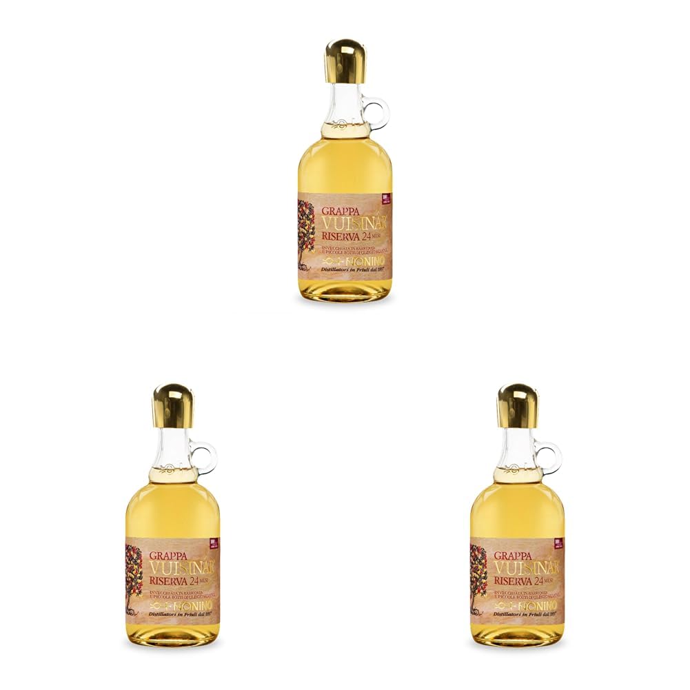 Nonino Grappa Vuisinâr Riserva 2 Years Wildkirschenholzfaß gereift, 700ml (Packung mit 3)