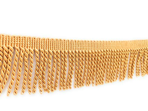 Mnj Trimmings - Borla con flecos de 6,5 cm de ancho para cortinas, sofá, manualidades y decoración (oro, 13,5 m) Cover