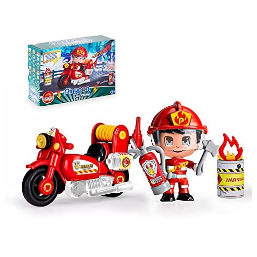 Pinypon Action - Moto de Bombero con 1 figurita, para niños y niñas de 4 a 8 años (Famosa 700014783)