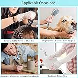 Gliitatu Dog Grooming Smock with Full Zipper, Non-Sticky Hair Groomer Smock Cosmetic Smock Hair Stylist Barber Jacket (L)