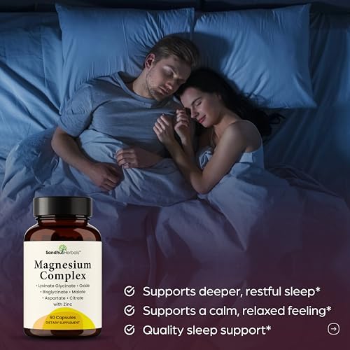 Image of Complete Magnesium Complex 500mg for Women & Men | 60 Capsules | 6 in 1 Mag Supplement with Zinc | Quality Sleep & Muscle Health | Glycinate, Citrate, Malate, Oxide, Aspartate, Lysinate Glycinate