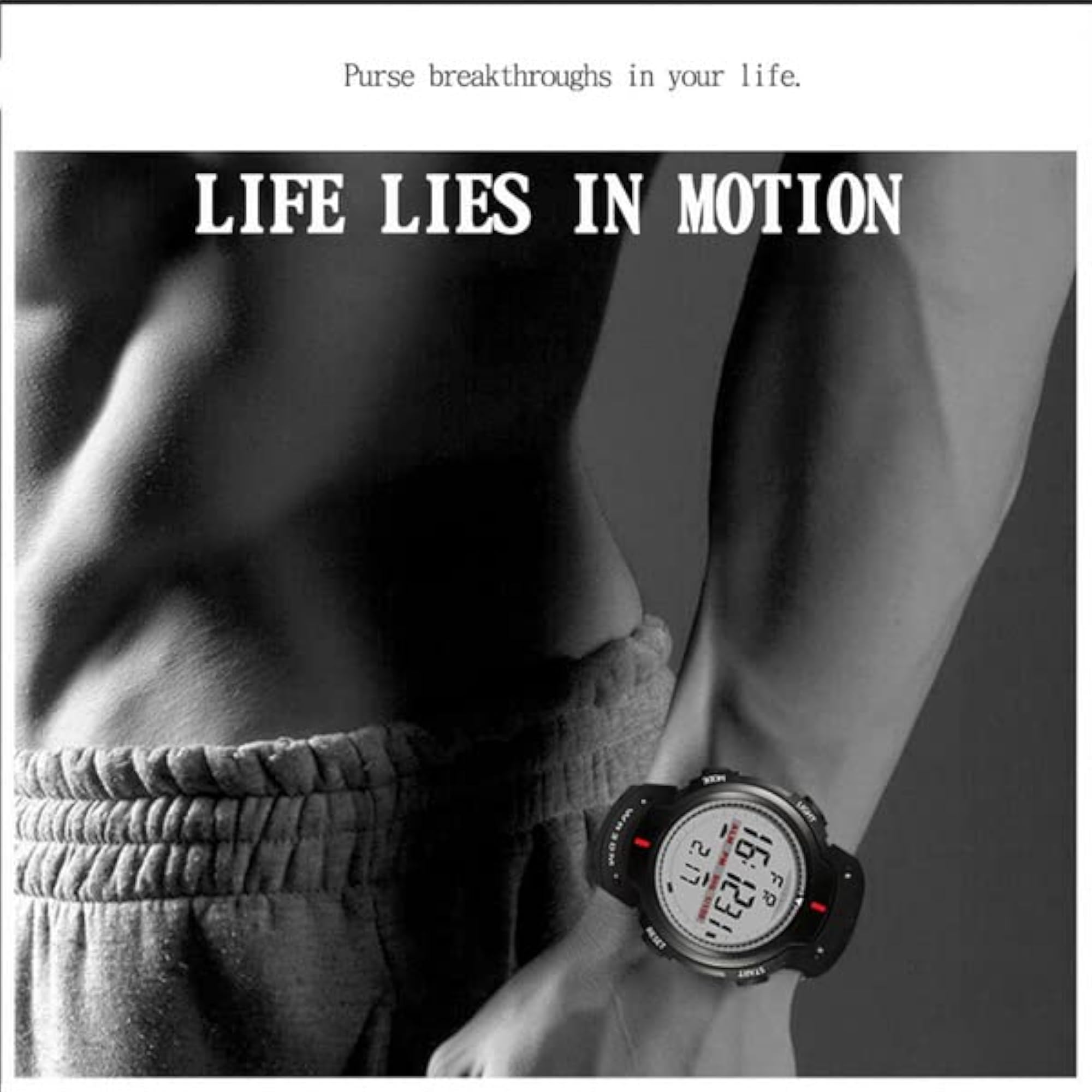 Men's Shockproof Multi-Functional Digital Sports Watch, Black Strap