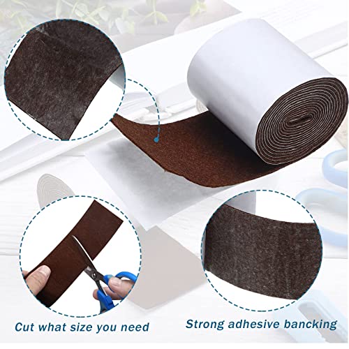 2 Packs Felt Furniture Pads Heavy Duty Felt Strip Roll With Adhesive Backing Adhesive Felt Tape For Protecting Hardwood Floors Chair Wall Protector(120 X 2 X 0.04 Inch,Dark Brown) #TOP3