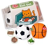 Agape 100% Catnip & Silvervine Filled Cat Toys, Interactive Chew & Kicker Balls for Indoor Cats, Enrichment and Teeth Cleaning Fun for Bored Cats and Kittens, 2 Pack Natural Crinkle Cat Toy with Sound