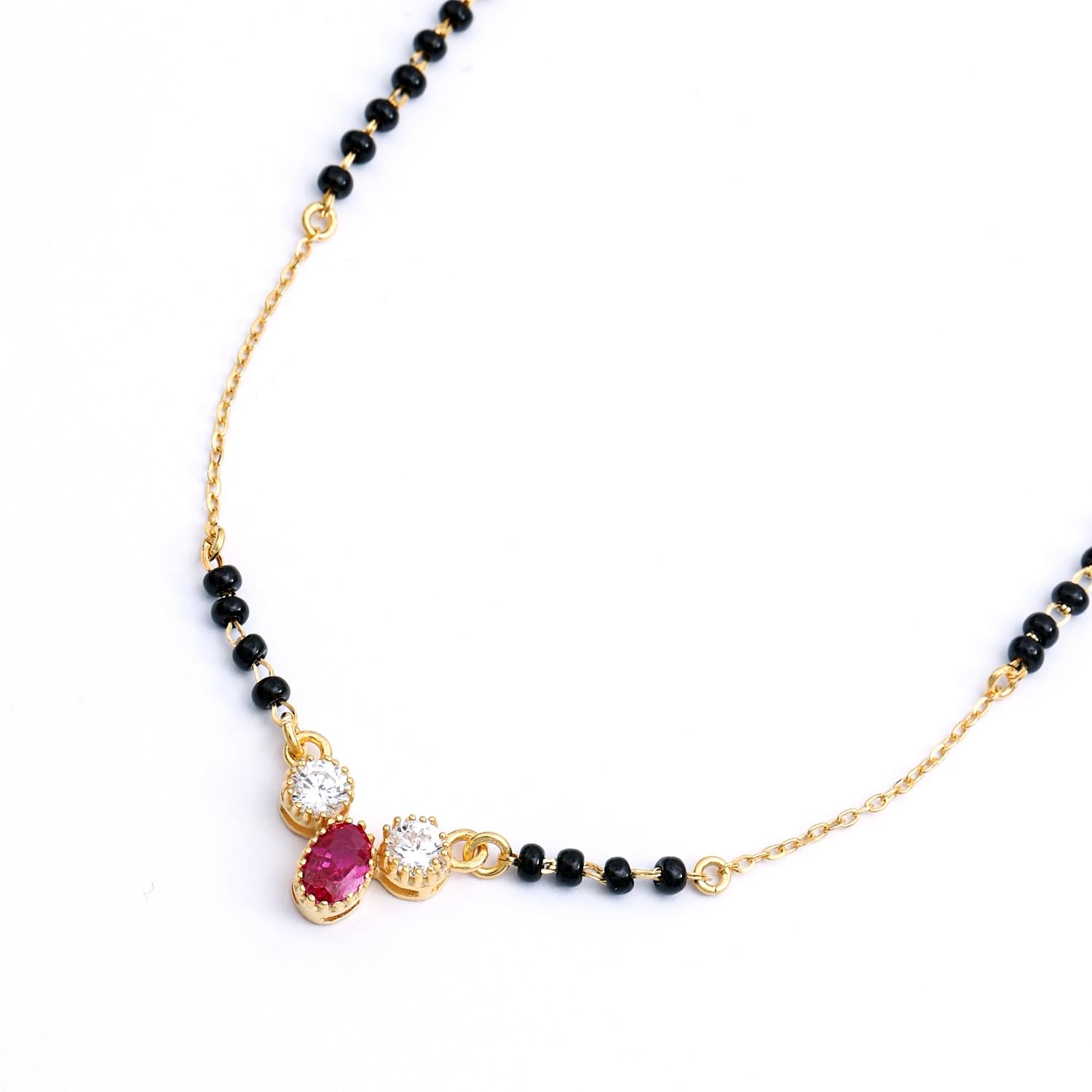 1gm Micron 18K Gold Plated Hypoallergenic Black Beads Kala Mani 925 Sterling Silver Mangalsutra | Tanmaniya | Chandi Necklace Jewellery | Pure Silver Gift for Women