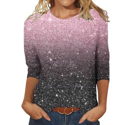 Womens Shirts,3/4 Sleeve Tops for Women Casual Shirts Crew Neck L...