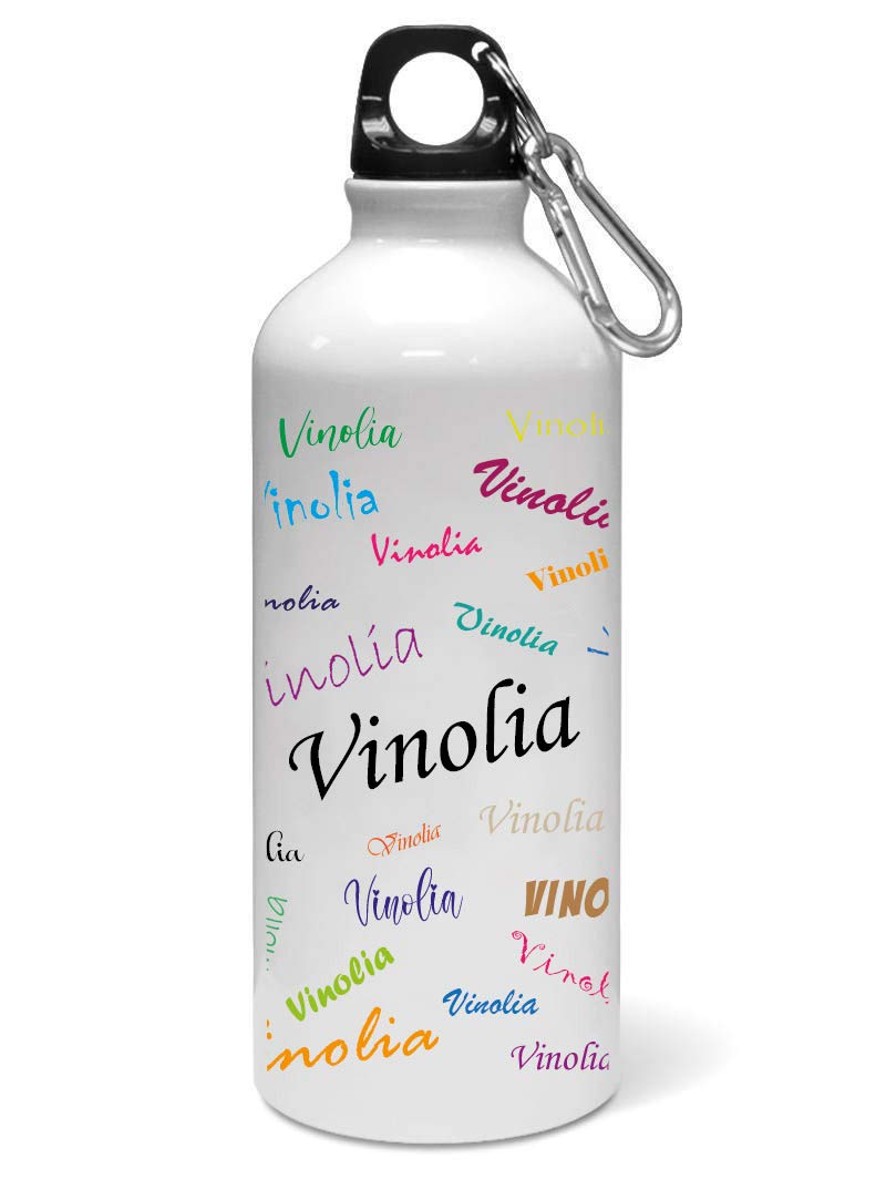 WeChitr Typography Aluminium Sipper/Water Bottle/Gym Sipper 750 ML, Color - White, Name -Vinolia