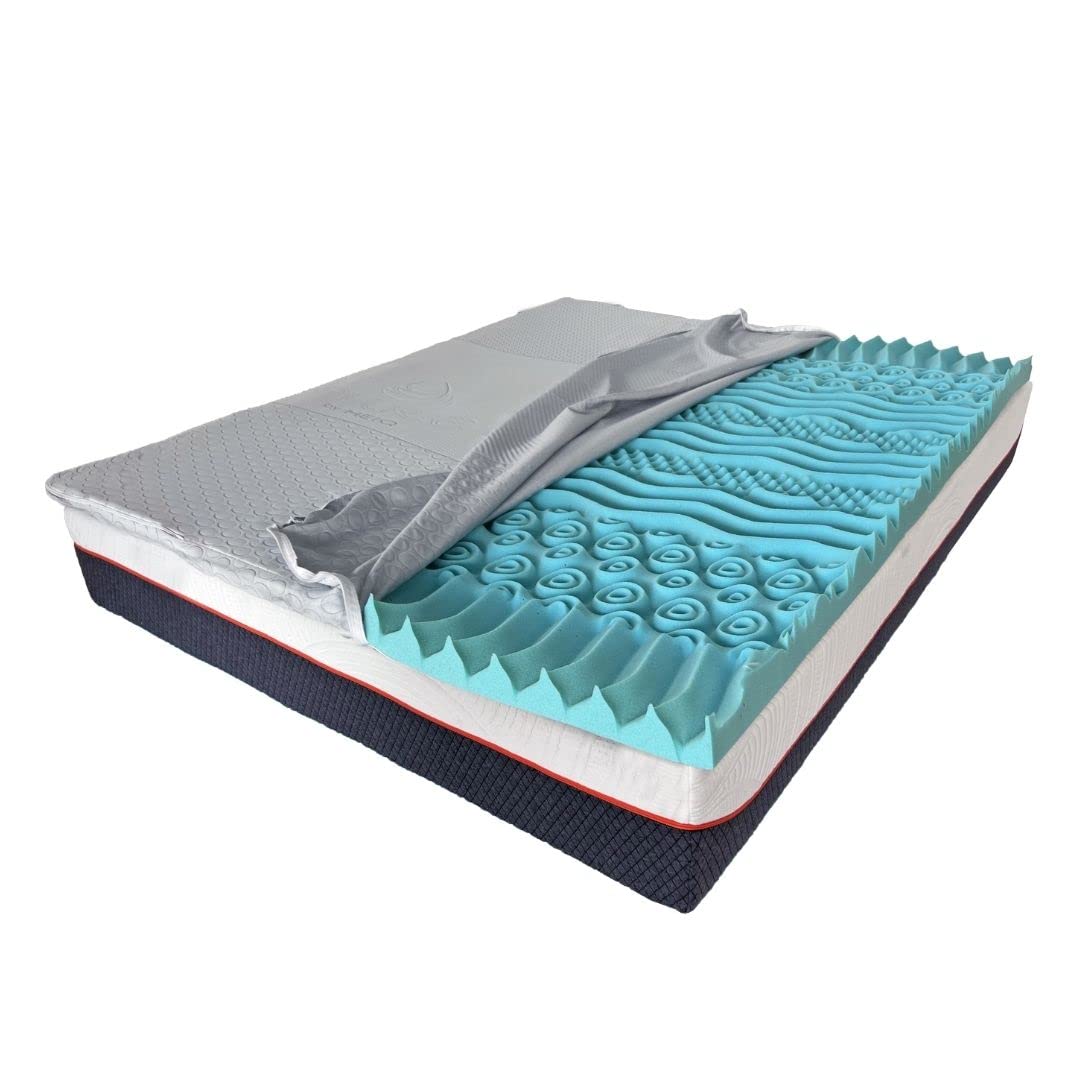 Aladino | Topper Memory Foam 9 Zone differenziate | Altezza 5 cm | Tessuto Pure Anallergico | Sfoderabile con Zip | Made in Italy (Singolo | 90 x 190 x 5 cm)