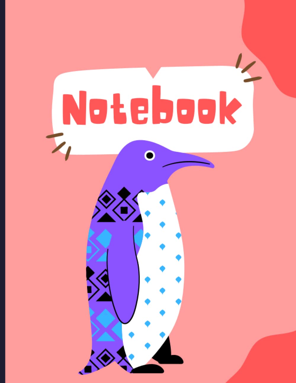 Notebook: Composition Notebook - Journal Notebook - Purple Penguin - 8.5 x 11 inches - 100 Pages