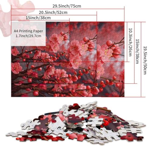 Rompecabezas de 1000 piezas para adultos de flor de cerezo japonés en formato de 38x52 cm 3