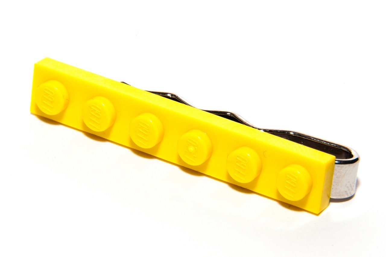 Jeff Jeffers HANDMADE Men's Yellow Lego Tie Slide Pin