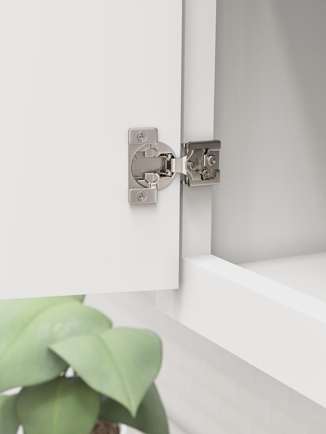 Amerock 2 Pack 1/2 inch Overlay Self-Closing Compact Concealed Hinge for Face Frame Cabinet 105-degree Opening Angle with 3-Way adjustability - Image 2