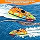 Ferngesteuertes Boot, 2.4 GHz wasserdichtes Hochgeschwindigkeitsboot mit 2 wiederaufladbaren Batterien LED Licht kabelloses elektrisches Schiff Rennboot für Kinder Erwachsene Kinder Außenpool (Yellow)