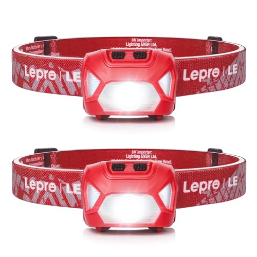 Lepro Stirnlampe, 1300 Lux LED XPG Kopflampe mit 6 Lichtmodi...
