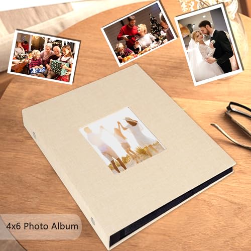 Miaikoe Photo Album 6x4 400 Pockets Slip in Large Capacity Album for Family Wedding Anniversary Linen Album Book Holds 400 Vertical 10x15cm Photos(400 Pockets - Image 3