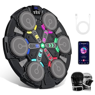 IERAKOR - Maquina de Boxeo Musical 2025 Nuevo Boxeo Musical Pared con Guantes De Boxeo Conexión Bluetooth Luces LED Coloridas Ajuste de 5 Velocidades Múltiples Modos de Entrenamiento Conteo Automático B