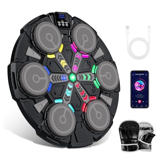 Maquina de Boxeo Musical, 2025 Nuevo Boxeo Musical Pared con Guantes De Boxeo, Conexión Bluetooth, Luces LED Coloridas, Ajuste de 5 Velocidades, Múltiples Modos de Entrenamiento, Conteo Automático (B)