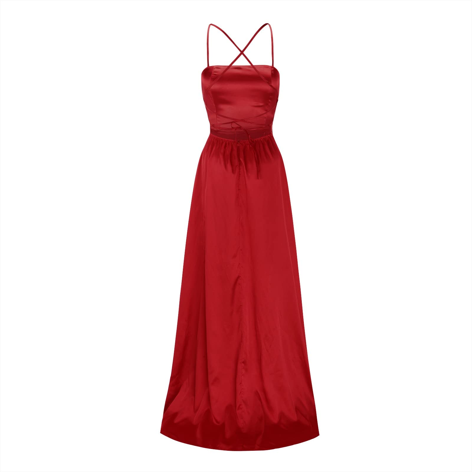 Generisch Jugendweihe - Vestito lungo al ginocchio, da donna, lungo, elegante, senza schiena, lungo, lungo, con spacchi laterali, per feste