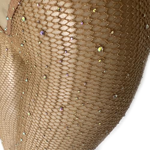 Image of V-Cut Skintone Gold Glitter Fishnet Stockings | VCUT Carnival Tights for Black and Brown Skin Women