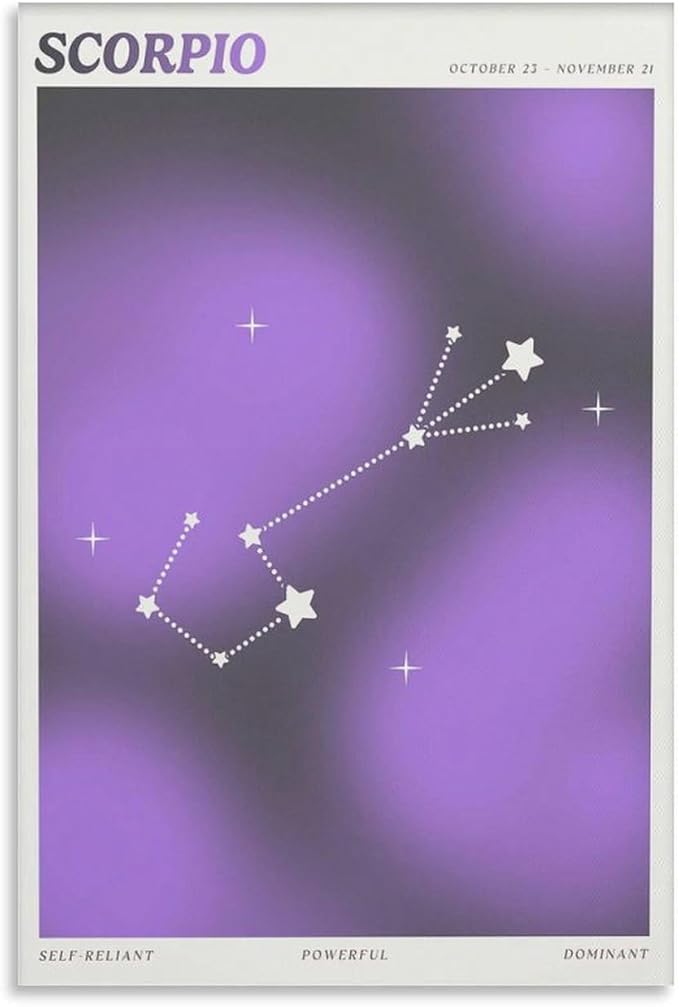 Constellation Celestial Zodiac Astrology Poster Scorpio Picture Print Wall Art Poster Painting Canvas Posters Artworks Room Aesthetic 12x18inch(30x45cm)